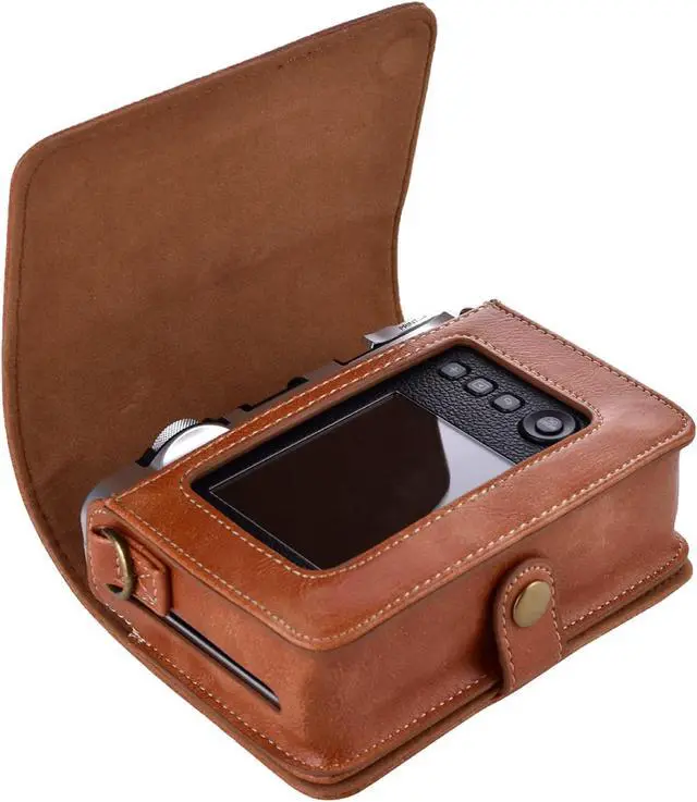 Alt view image 7 of 7 - anicestore Fujifilm Instax Mini EVO Instant Film Camera Case Cover with Adjustable Shoulder Straps - Protective Carrying Bag PU Leather Camera Cover Accessories for Fujifilm Instax Mini EVO (Brown)