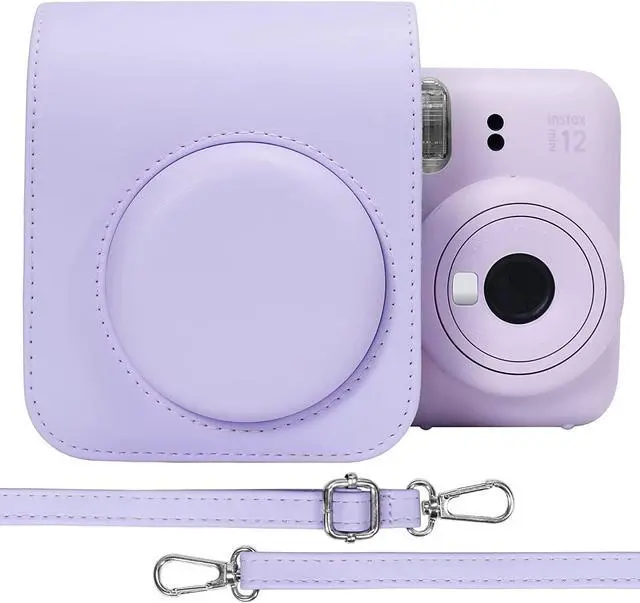 Main image of anicestore Fujifilm Instax Mini 12 Instant Film Camera Case with Adjustable Shoulder Straps - Protective Carrying Bag PU Leather Accessories Cover for Fujifilm Instax Mini 12 Camera (Purple)