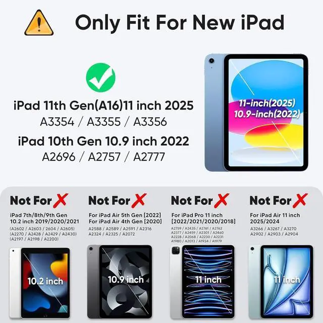 Alt view image 2 of 6 - Case for iPad (A16) 11th Generation 11 inch 2025 ( A3354 / A3355 / A3356) & iPad 10th Generation 10.9 inch 2022 (A2696 / A2757 / A2777) Case with Kickstand Rugged Full Body Protective Cover (Pink)
