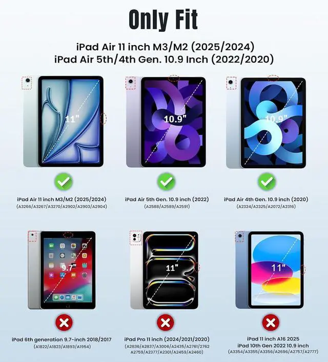 Alt view image 2 of 7 - EpicGadget Case for iPad Air 11 / 10.9 Inch - Slim Lightweight Protective Shell Case with Auto Sleep/Wake Trifold Stand Cover Case for Apple iPad Air 11"/10.9" iPad Air 7th/6th/5th/4th Gen - Navy Blue