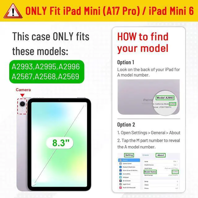 Alt view image 2 of 7 - anicestore Case for iPad Mini (A17 Pro, 2024, 7th Generation) / iPad Mini 6 (2021, 6th Generation) 8.3 inch with Pencil Holder - Slim Stand Hard Back Shell Smart Cover with Auto Wake/Sleep (Galaxy)