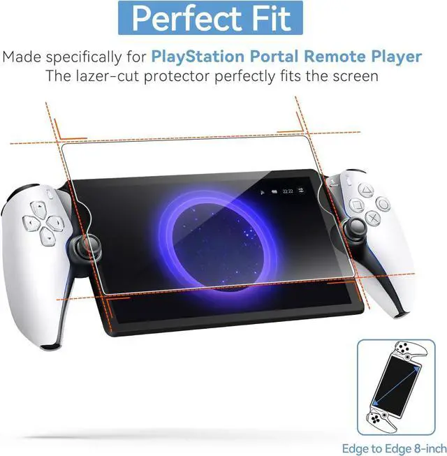 Alt view image 4 of 7 - (2-Pack) Screen Protector Tempered Glass for PlayStation Portal Remote Player 8 inch -  Transparent HD Clear Anti-Scratch Screen Protector for PlayStation PS Portal Remote Player 8.0''