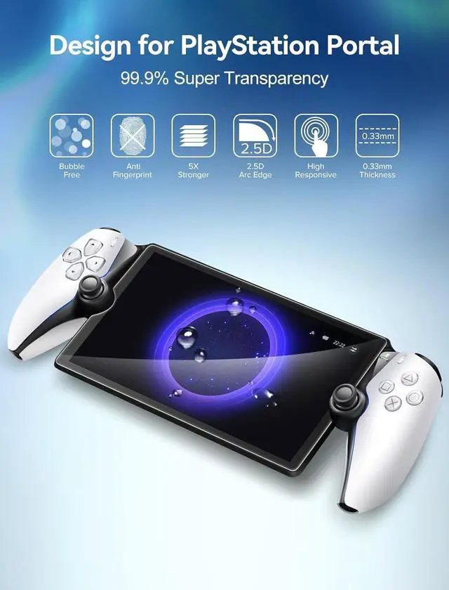 Alt view image 2 of 7 - (2-Pack) Screen Protector Tempered Glass for PlayStation Portal Remote Player 8 inch -  Transparent HD Clear Anti-Scratch Screen Protector for PlayStation PS Portal Remote Player 8.0''