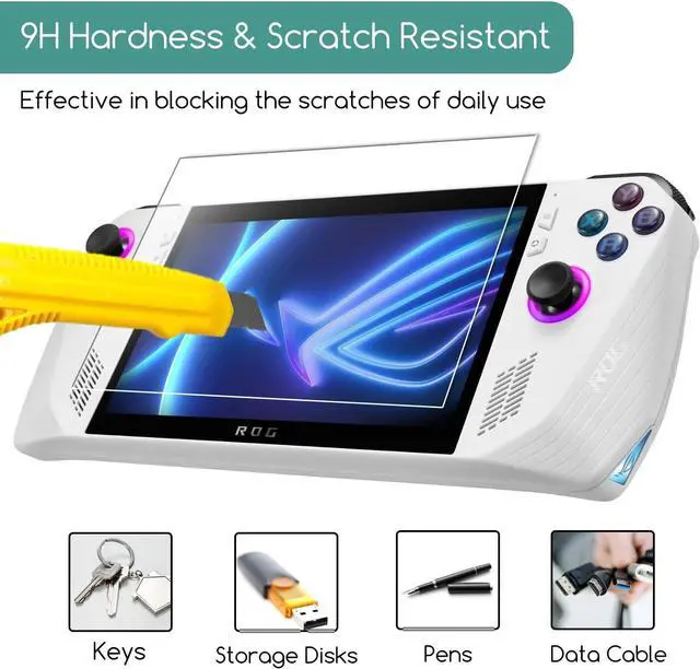 Alt view image 5 of 7 - (2 Pack) Screen Protector for ASUS ROG Ally X 2024 & ASUS ROG Ally 2023 & MSI Claw 7 AI+ 2025 & MSI Claw A1M Handheld 7 inch 2024, Tempered Glass, Anti-Scratch, Case Friendly, Bubble Free, Ultra HD