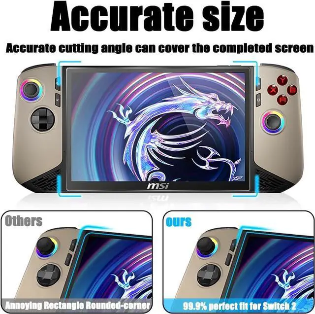 Alt view image 6 of 7 - (2 Pack) Screen Protector for MSI Claw 8 AI+ Handheld Gaming Console - Anti-Scratch, Case Friendly, Ultra HD Tempered Glass for MSI Claw 8 AI+ A2VM Handheld Portable Gaming 8" 2025