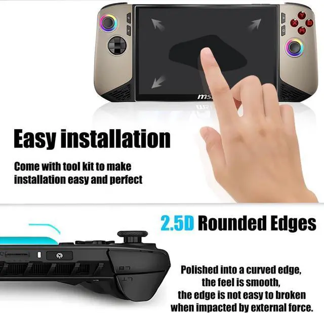 Alt view image 7 of 7 - (2 Pack) Screen Protector for MSI Claw 8 AI+ Handheld Gaming Console - Anti-Scratch, Case Friendly, Ultra HD Tempered Glass for MSI Claw 8 AI+ A2VM Handheld Portable Gaming 8" 2025