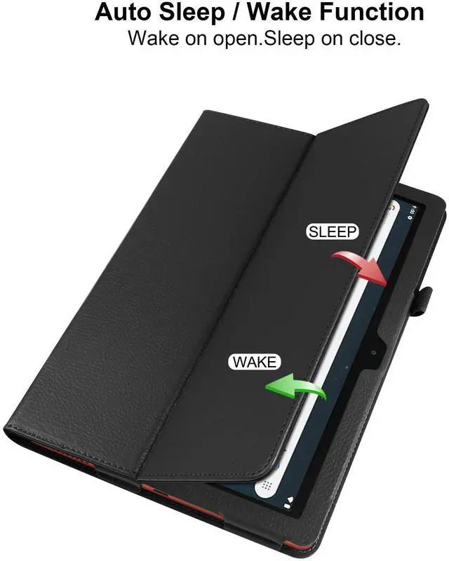 Alt view image 2 of 7 - Case for T-Mobile REVVL Tab 2 5G 10.1 Inch Tablet 2025 Release - Lightweight Folio Stand Cover Support Auto Wake/Sleep PU Leather Case for REVVL Tab 2 (2025) + 1 Stylus Pen (Black)