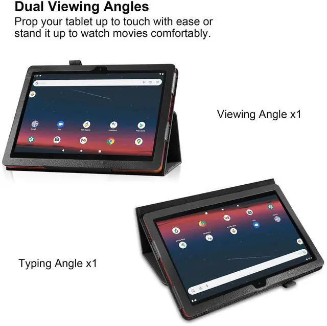 Alt view image 4 of 7 - Case for T-Mobile REVVL Tab 2 5G 10.1 Inch Tablet 2025 Release - Lightweight Folio Stand Cover Support Auto Wake/Sleep PU Leather Case for REVVL Tab 2 (2025) + 1 Stylus Pen (Black)