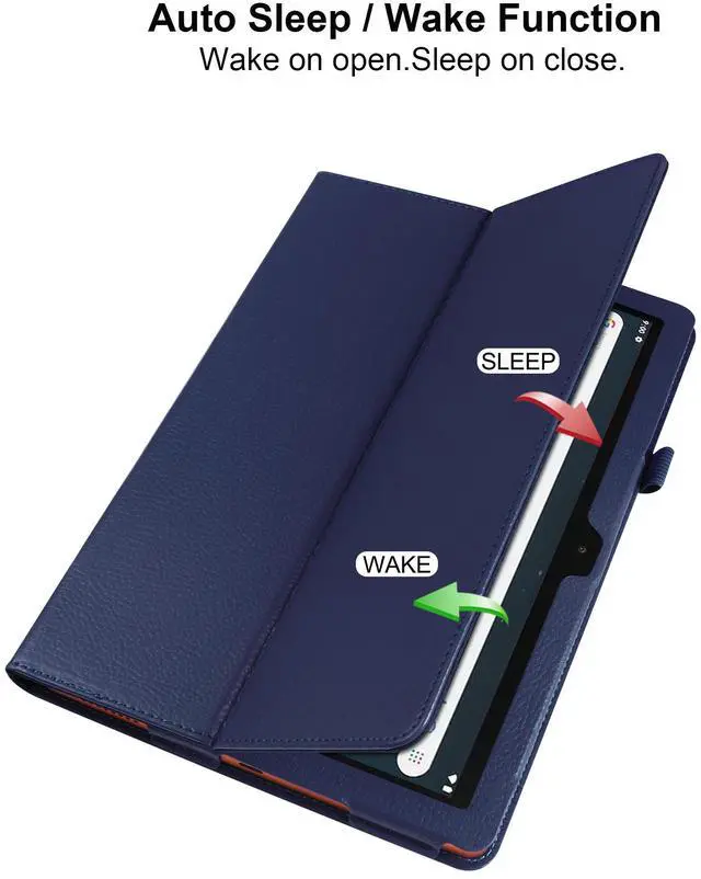 Alt view image 3 of 7 - Case for T-Mobile REVVL Tab 2 5G 10.1 Inch Tablet 2025 Release - Lightweight Folio Stand Cover Support Auto Wake/Sleep PU Leather Case for REVVL Tab 2 (2025) + 1 Stylus Pen (Navy Blue)