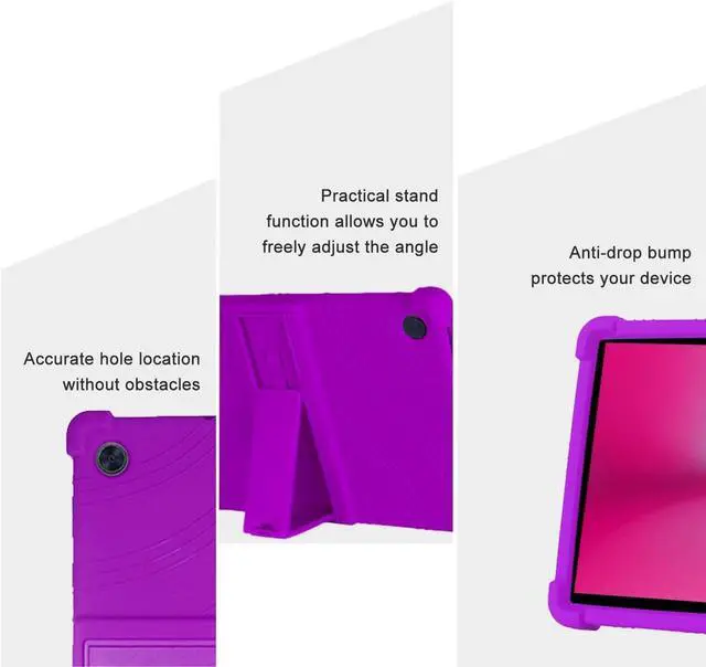 Alt view image 2 of 7 - Case for T-Mobile Revvl Tab 2 Tablet 10.1" 2025 Release - Soft Silicone Cover with Adjustable Stand Shockproof Kids Friendly Cover for REVVL Tab 2 5G (2025) + 1 Stylus Pen (Purple)