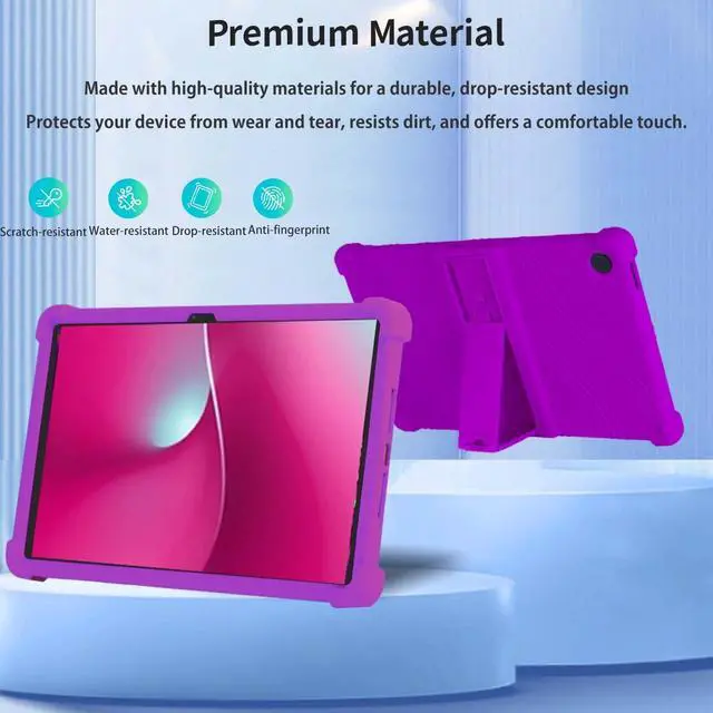 Alt view image 3 of 7 - Case for T-Mobile Revvl Tab 2 Tablet 10.1" 2025 Release - Soft Silicone Cover with Adjustable Stand Shockproof Kids Friendly Cover for REVVL Tab 2 5G (2025) + 1 Stylus Pen (Purple)