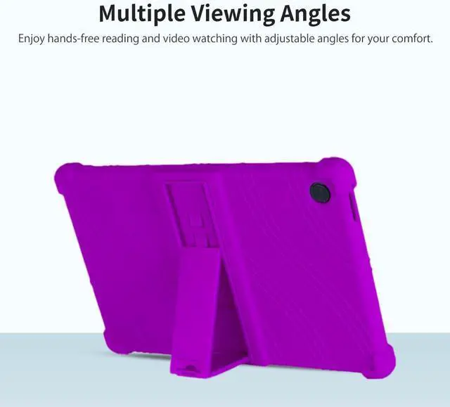 Alt view image 5 of 7 - Case for T-Mobile Revvl Tab 2 Tablet 10.1" 2025 Release - Soft Silicone Cover with Adjustable Stand Shockproof Kids Friendly Cover for REVVL Tab 2 5G (2025) + 1 Stylus Pen (Purple)