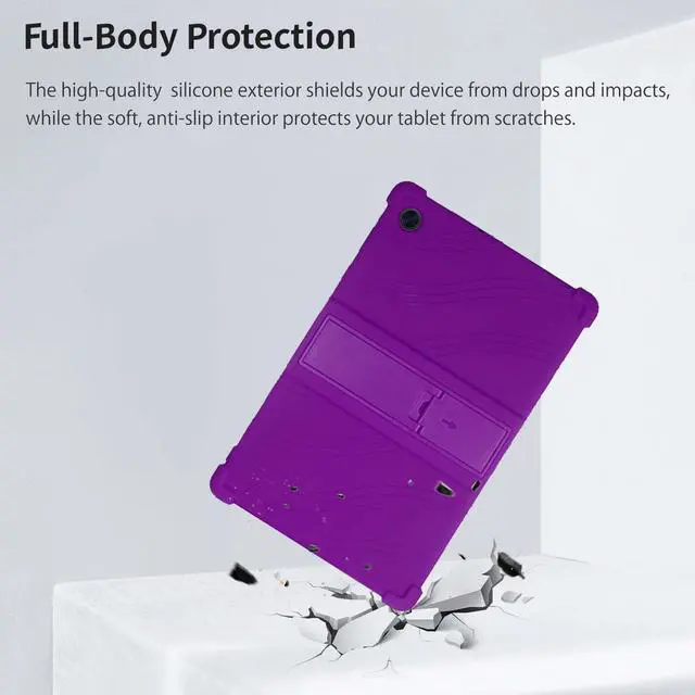 Alt view image 6 of 7 - Case for T-Mobile Revvl Tab 2 Tablet 10.1" 2025 Release - Soft Silicone Cover with Adjustable Stand Shockproof Kids Friendly Cover for REVVL Tab 2 5G (2025) + 1 Stylus Pen (Purple)