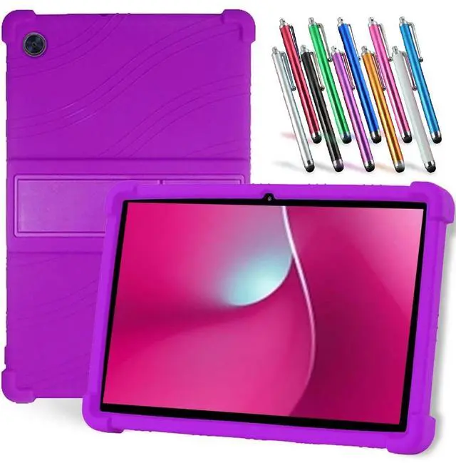 Main image of Case for T-Mobile Revvl Tab 2 Tablet 10.1" 2025 Release - Soft Silicone Cover with Adjustable Stand Shockproof Kids Friendly Cover for REVVL Tab 2 5G (2025) + 1 Stylus Pen (Purple)