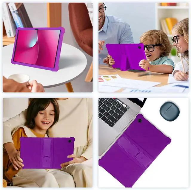 Alt view image 7 of 7 - Case for T-Mobile Revvl Tab 2 Tablet 10.1" 2025 Release - Soft Silicone Cover with Adjustable Stand Shockproof Kids Friendly Cover for REVVL Tab 2 5G (2025) + 1 Stylus Pen (Purple)