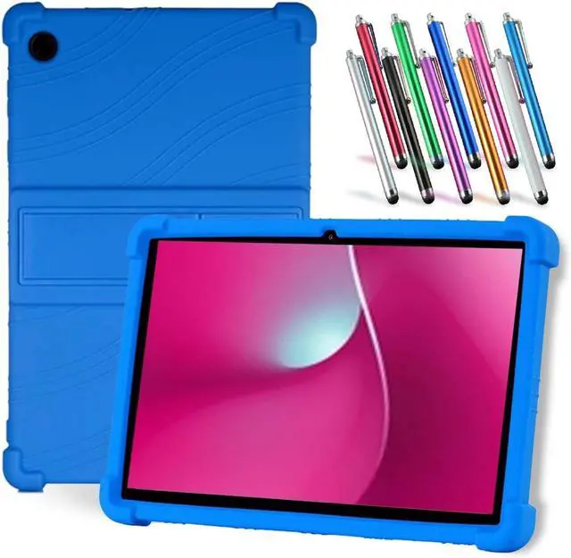Main image of Case for T-Mobile Revvl Tab 2 Tablet 10.1" 2025 Release - Soft Silicone Cover with Adjustable Stand Shockproof Kids Friendly Cover for REVVL Tab 2 5G (2025) + 1 Stylus Pen (Black) Blue