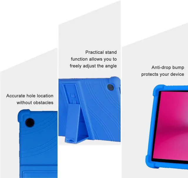 Alt view image 2 of 7 - Case for T-Mobile Revvl Tab 2 Tablet 10.1" 2025 Release - Soft Silicone Cover with Adjustable Stand Shockproof Kids Friendly Cover for REVVL Tab 2 5G (2025) + 1 Stylus Pen (Black) Blue