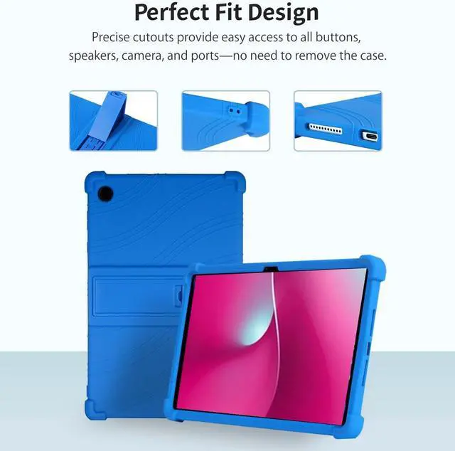 Alt view image 4 of 7 - Case for T-Mobile Revvl Tab 2 Tablet 10.1" 2025 Release - Soft Silicone Cover with Adjustable Stand Shockproof Kids Friendly Cover for REVVL Tab 2 5G (2025) + 1 Stylus Pen (Black) Blue