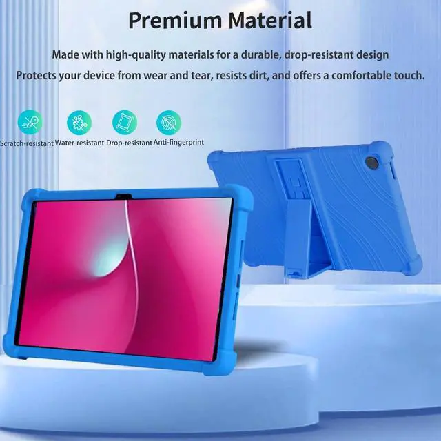 Alt view image 3 of 7 - Case for T-Mobile Revvl Tab 2 Tablet 10.1" 2025 Release - Soft Silicone Cover with Adjustable Stand Shockproof Kids Friendly Cover for REVVL Tab 2 5G (2025) + 1 Stylus Pen (Black) Blue