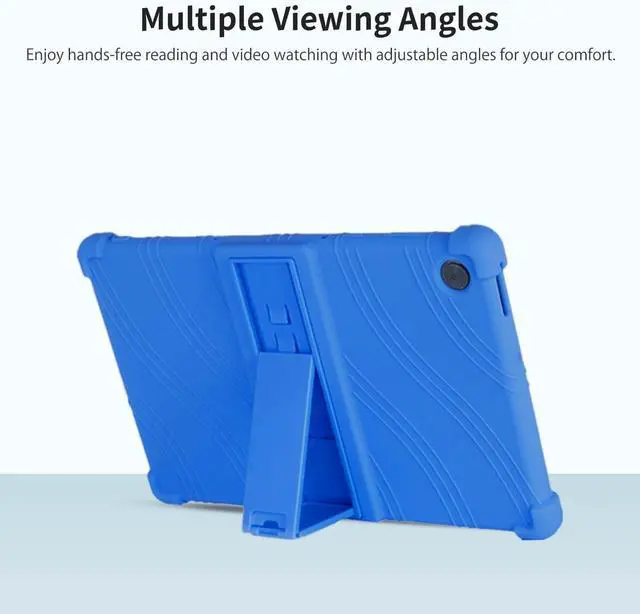 Alt view image 5 of 7 - Case for T-Mobile Revvl Tab 2 Tablet 10.1" 2025 Release - Soft Silicone Cover with Adjustable Stand Shockproof Kids Friendly Cover for REVVL Tab 2 5G (2025) + 1 Stylus Pen (Black) Blue