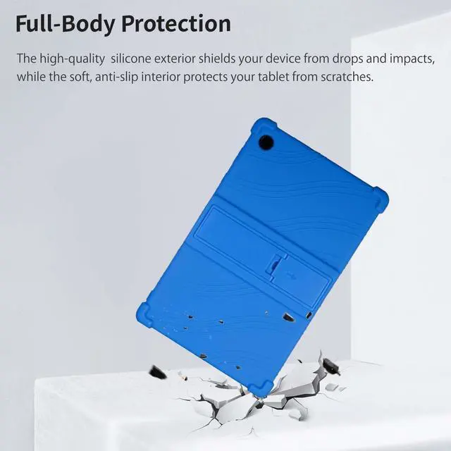 Alt view image 6 of 7 - Case for T-Mobile Revvl Tab 2 Tablet 10.1" 2025 Release - Soft Silicone Cover with Adjustable Stand Shockproof Kids Friendly Cover for REVVL Tab 2 5G (2025) + 1 Stylus Pen (Black) Blue