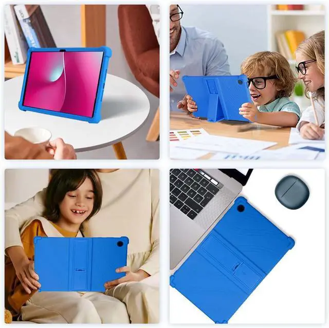 Alt view image 7 of 7 - Case for T-Mobile Revvl Tab 2 Tablet 10.1" 2025 Release - Soft Silicone Cover with Adjustable Stand Shockproof Kids Friendly Cover for REVVL Tab 2 5G (2025) + 1 Stylus Pen (Black) Blue