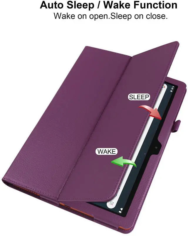 Alt view image 3 of 7 - Folding Stand Cover Case for T-Mobile REVVL Tab 2 5G 10.1" (2025) Tablet with 2 Pack Screen Protector Tempered Glass Screen Saver for REVVL Tab 2 10.1 Inch Android Tablet 2025 Released (Purple)