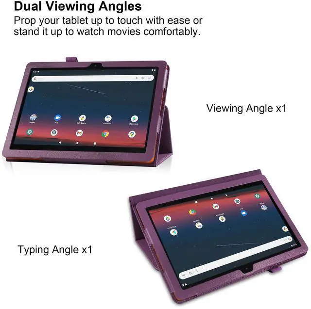 Alt view image 4 of 7 - Folding Stand Cover Case for T-Mobile REVVL Tab 2 5G 10.1" (2025) Tablet with 2 Pack Screen Protector Tempered Glass Screen Saver for REVVL Tab 2 10.1 Inch Android Tablet 2025 Released (Purple)