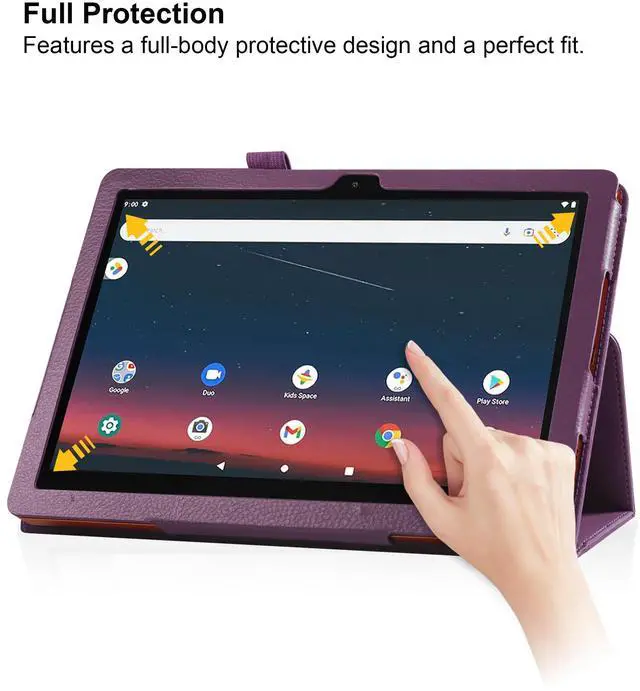Alt view image 5 of 7 - Folding Stand Cover Case for T-Mobile REVVL Tab 2 5G 10.1" (2025) Tablet with 2 Pack Screen Protector Tempered Glass Screen Saver for REVVL Tab 2 10.1 Inch Android Tablet 2025 Released (Purple)