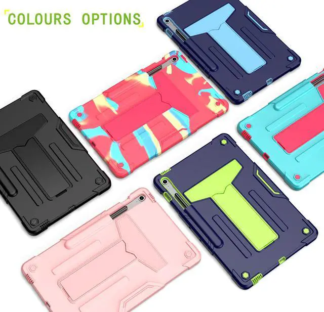 Alt view image 2 of 6 - Case for Samsung Galaxy Tab S10 FE+ 13.1-Inch (SM-X620/X626) - Heavy Duty Rugged Protective Case with Kickstand Shockproof Hybrid Cover for Galaxy Tab S10 FE Plus 13.1 inch Tablet 2025 (Teal/Pink)