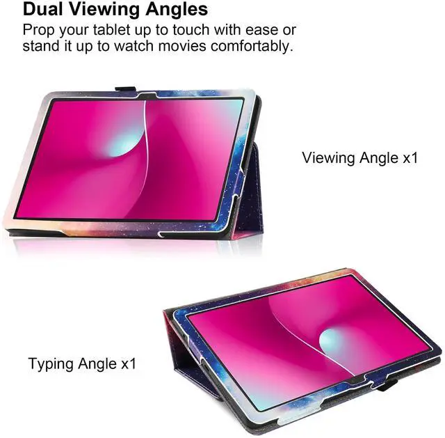 Alt view image 3 of 7 - Case for T-Mobile REVVL Tab 2 5G 10.1 Inch Tablet 2025 Release - Lightweight Folio Stand Cover Support Auto Wake/Sleep PU Leather Case for REVVL Tab 2 (2025) + 1 Stylus Pen (Black) Star Galaxy
