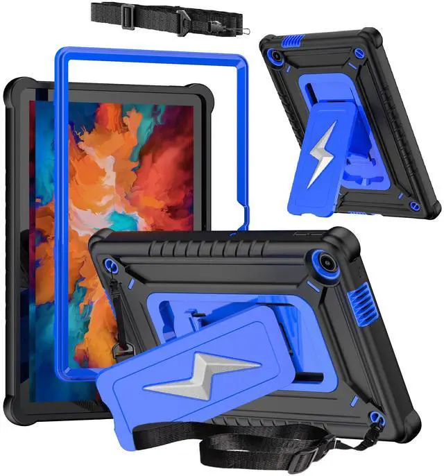 Main image of anicestore Case for Lenovo Tab 10.1 inch 2025 Model TB311FU / TB311XU Hybrid Protective Case Cover with Kickstand Lightning Design and Shoulder Strap - Blue