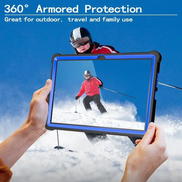 Alt view image 4 of 7 - anicestore Case for Lenovo Tab 10.1 inch 2025 Model TB311FU / TB311XU Hybrid Protective Case Cover with Kickstand Lightning Design and Shoulder Strap - Blue