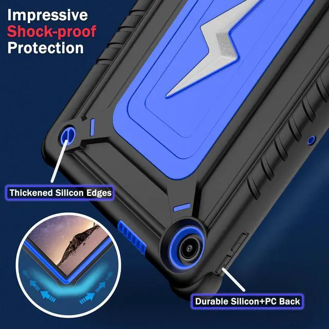 Alt view image 6 of 7 - anicestore Case for Lenovo Tab 10.1 inch 2025 Model TB311FU / TB311XU Hybrid Protective Case Cover with Kickstand Lightning Design and Shoulder Strap - Blue