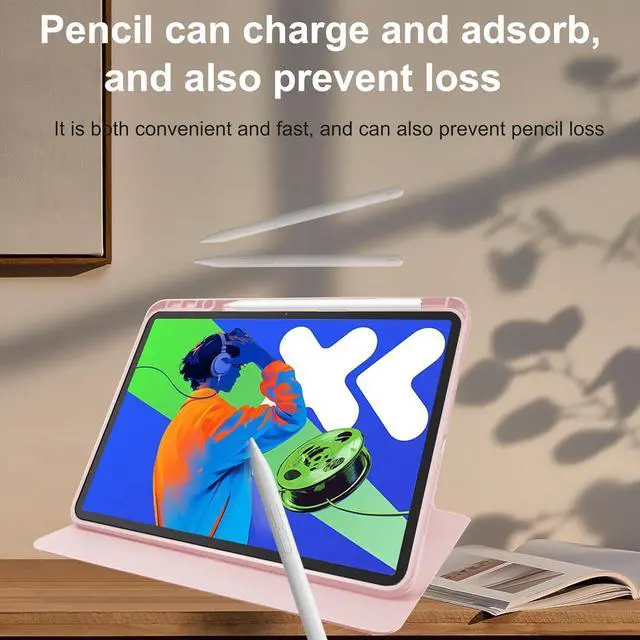 Alt view image 2 of 7 - elitegadget Case for Samsung Galaxy Tab S10 FE+ 13.1 Inch (SM-X620/SM-X626B) - 360 Degree Rotation Protective Stand Clear Back Cover Auto Sleep/Wake Case for Samsung Tab S10 FE Plus 5G 13.1" (Pink)