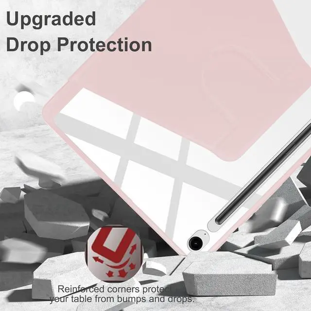 Alt view image 6 of 7 - elitegadget Case for Samsung Galaxy Tab S10 FE+ 13.1 Inch (SM-X620/SM-X626B) - 360 Degree Rotation Protective Stand Clear Back Cover Auto Sleep/Wake Case for Samsung Tab S10 FE Plus 5G 13.1" (Pink)