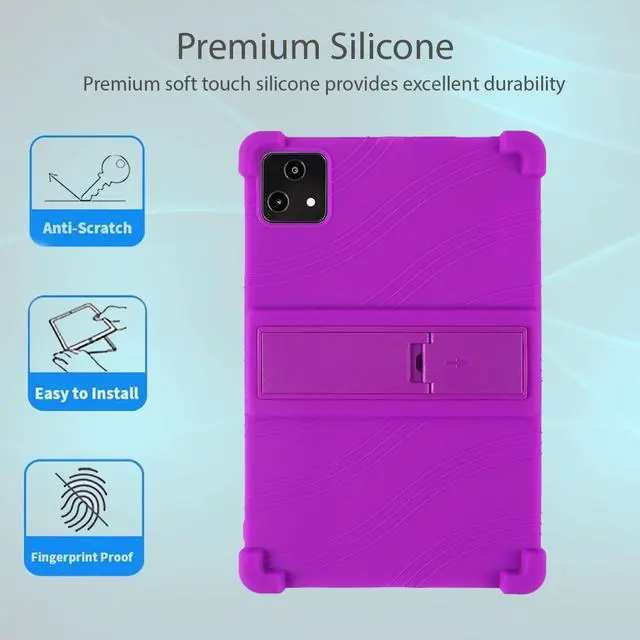 Alt view image 6 of 7 - Case for 10.1" Pritom Baken VOLENTEX VASOUN Tab 10 Lite Tablet/ APOLOSIGN Maxsignage ApoloMedia TWTNVOF EP103A Android Tablet / Weelikeit P16W / D10A - Silicone Case with Kickstand (Purple)