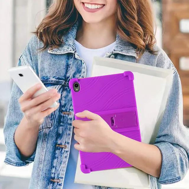 Alt view image 3 of 7 - Case for 10.1" Pritom Baken VOLENTEX VASOUN Tab 10 Lite Tablet/ APOLOSIGN Maxsignage ApoloMedia TWTNVOF EP103A Android Tablet / Weelikeit P16W / D10A - Silicone Case with Kickstand (Purple)