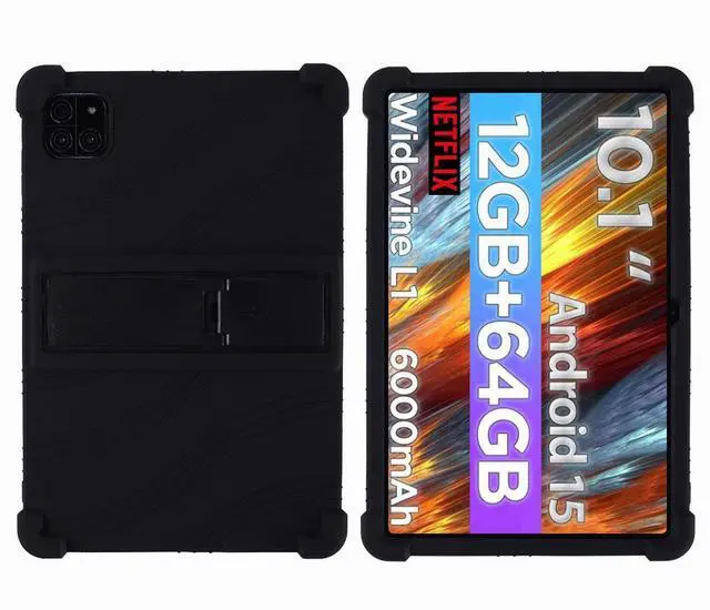 Alt view image 3 of 7 - anicestore Case for Callsky-Tab Android Tablet, 10.1 inch Android 15 Tablet (Cpad 10) - Lightweight Silicone Stand Cover Case with 1 Random Stylus (Black)