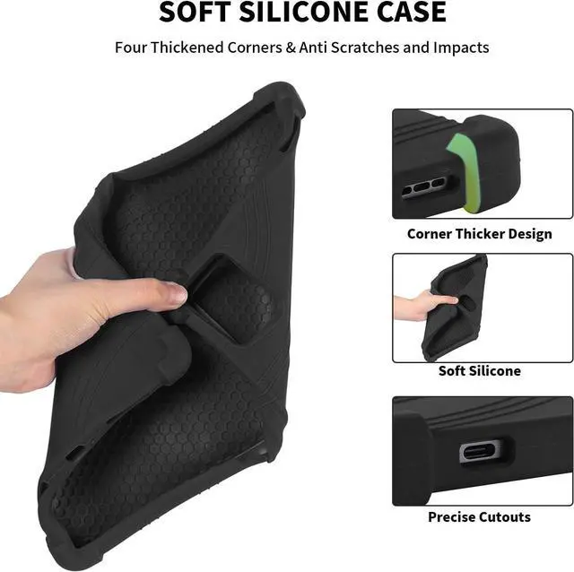 Alt view image 4 of 7 - anicestore Case for Callsky-Tab Android Tablet, 10.1 inch Android 15 Tablet (Cpad 10) - Lightweight Silicone Stand Cover Case with 1 Random Stylus (Black)