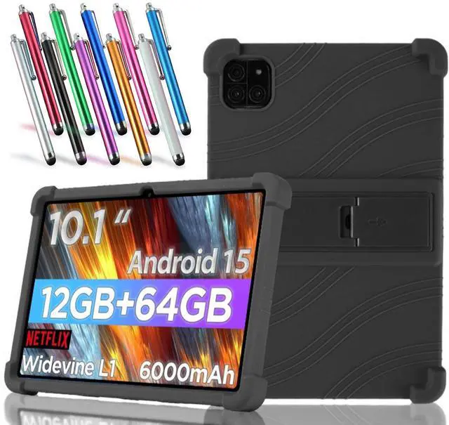 Main image of anicestore Case for Callsky-Tab Android Tablet, 10.1 inch Android 15 Tablet (Cpad 10) - Lightweight Silicone Stand Cover Case with 1 Random Stylus (Black)