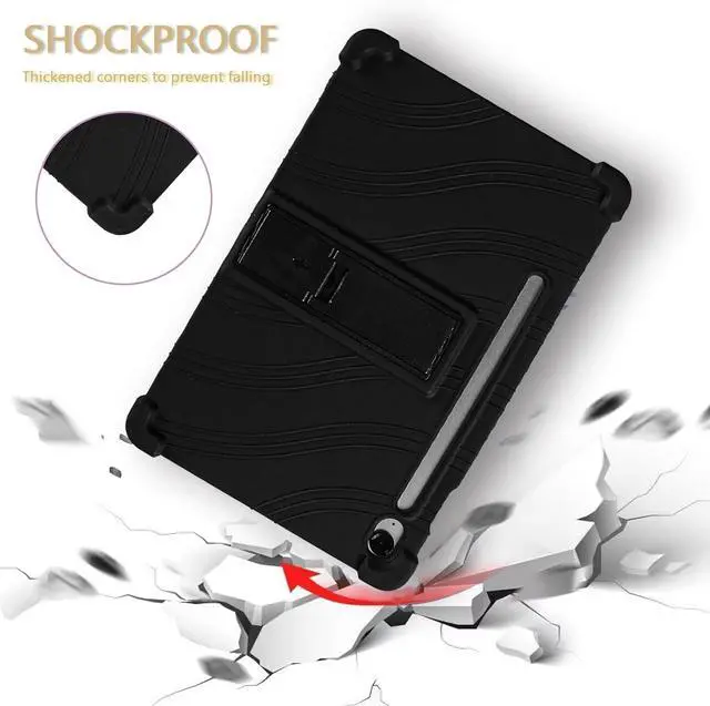 Alt view image 3 of 7 - Case for Samsung Galaxy Tab S10 Lite/ Samsung Galaxy Tab S10 FE/ Samsung Galaxy Tab S9 FE 5G 10.9 Inch/ Samsung Galaxy Tab S9 11 Inch Tablet - Lightweight Silicone Stand Cover Kids Friendly (Black)