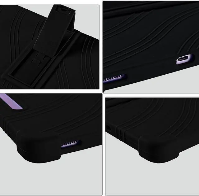 Alt view image 4 of 7 - Case for Samsung Galaxy Tab S10 Lite/ Samsung Galaxy Tab S10 FE/ Samsung Galaxy Tab S9 FE 5G 10.9 Inch/ Samsung Galaxy Tab S9 11 Inch Tablet - Lightweight Silicone Stand Cover Kids Friendly (Black)