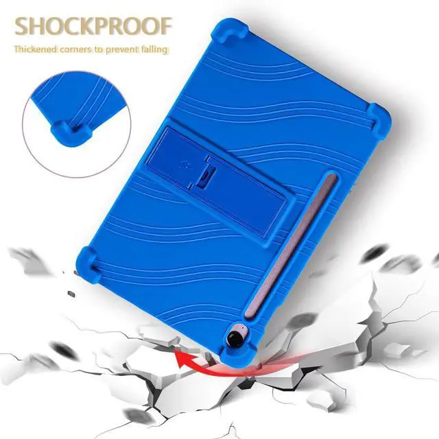 Alt view image 5 of 7 - Case for Samsung Galaxy Tab S10 Lite/ Samsung Galaxy Tab S10 FE/ Samsung Galaxy Tab S9 FE 5G 10.9 Inch/ Samsung Galaxy Tab S9 11 Inch Tablet - Lightweight Silicone Stand Cover Kids Friendly (Blue)