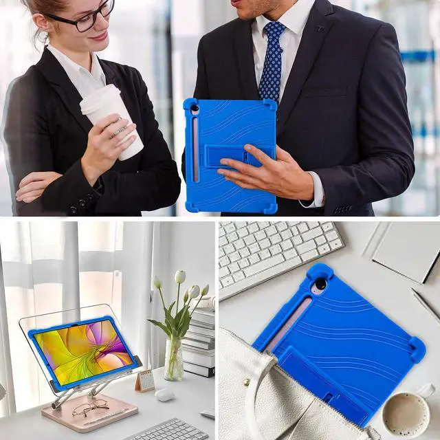 Alt view image 7 of 7 - Case for Samsung Galaxy Tab S10 Lite/ Samsung Galaxy Tab S10 FE/ Samsung Galaxy Tab S9 FE 5G 10.9 Inch/ Samsung Galaxy Tab S9 11 Inch Tablet - Lightweight Silicone Stand Cover Kids Friendly (Blue)