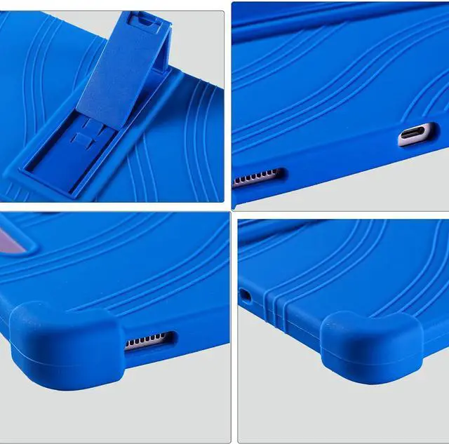 Alt view image 4 of 7 - Case for Samsung Galaxy Tab S10 Lite/ Samsung Galaxy Tab S10 FE/ Samsung Galaxy Tab S9 FE 5G 10.9 Inch/ Samsung Galaxy Tab S9 11 Inch Tablet - Lightweight Silicone Stand Cover Kids Friendly (Blue)