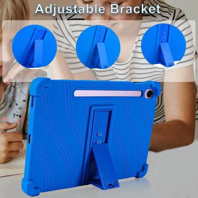 Alt view image 3 of 7 - Case for Samsung Galaxy Tab S10 Lite/ Samsung Galaxy Tab S10 FE/ Samsung Galaxy Tab S9 FE 5G 10.9 Inch/ Samsung Galaxy Tab S9 11 Inch Tablet - Lightweight Silicone Stand Cover Kids Friendly (Blue)