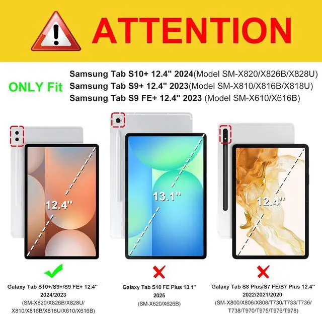 Alt view image 2 of 7 - elitegadget Case for Samsung Galaxy Tab S10+ 12.4" / S9 FE+ 5G / S9+ 12.4 Inch Tablet with 2PCS Tempered Glass Screen Protector - Slim Lightweight Tri-Fold Stand Cover Auto Wake/Sleep (Black) Teal