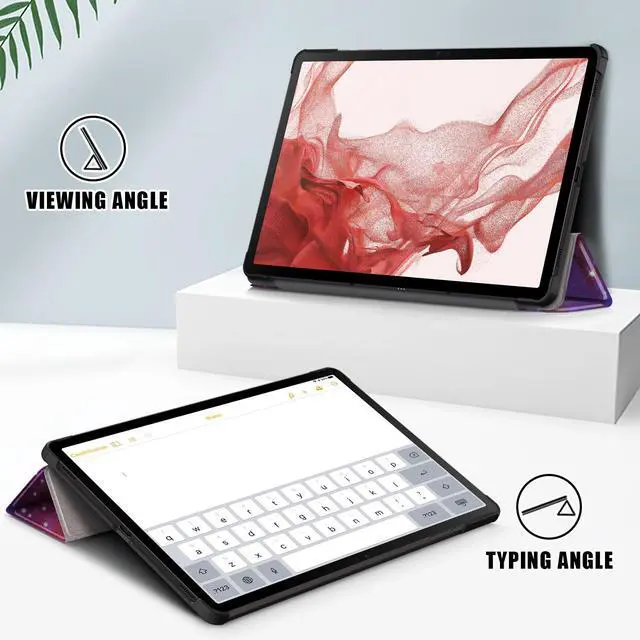 Alt view image 3 of 7 - elitegadget Case for Samsung Galaxy Tab S10+ 12.4" / S9 FE+ 5G / S9+ 12.4 Inch Tablet with 2PCS Tempered Glass Screen Protector - Slim Lightweight Tri-Fold Stand Cover Auto Wake/Sleep (Galaxy)
