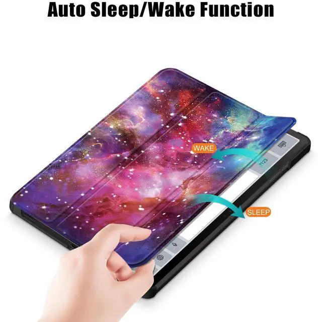 Alt view image 4 of 7 - elitegadget Case for Samsung Galaxy Tab S10+ 12.4" / S9 FE+ 5G / S9+ 12.4 Inch Tablet with 2PCS Tempered Glass Screen Protector - Slim Lightweight Tri-Fold Stand Cover Auto Wake/Sleep (Galaxy)